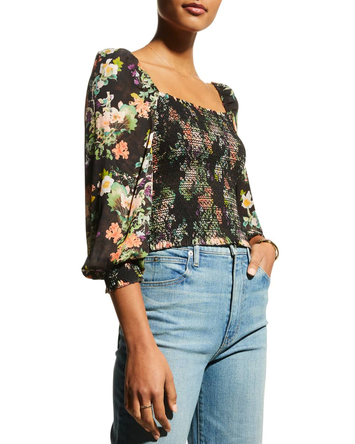 Alice and Olivia Cooper Smocked Top