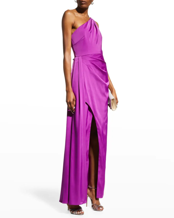 AIDAN by Aidan Mattox One Shoulder Draped Column Gown