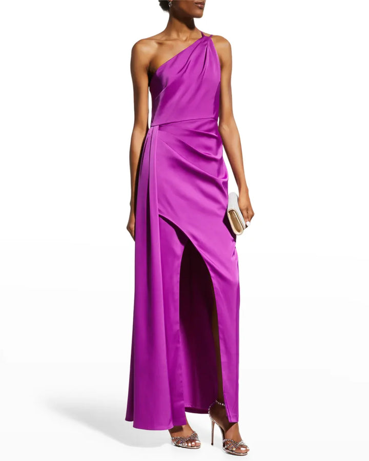 AIDAN by Aidan Mattox One Shoulder Draped Column Gown