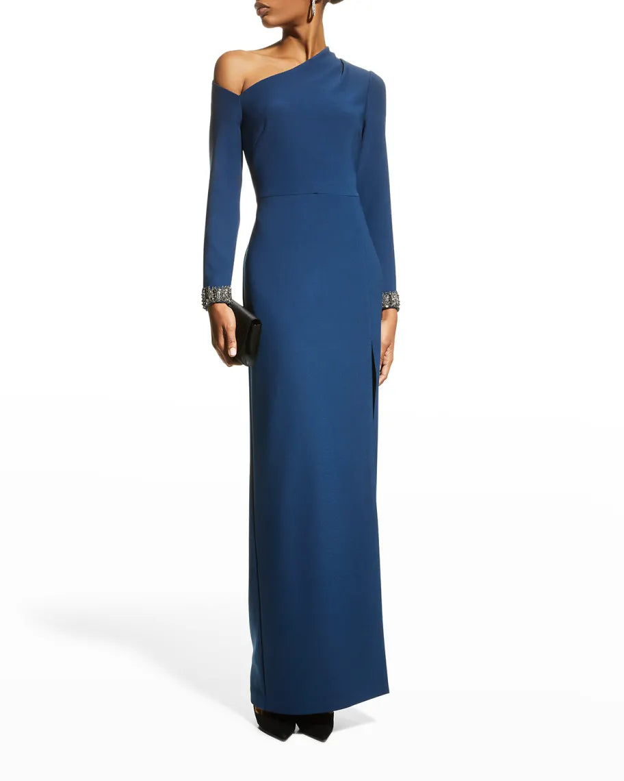 Aidan Mattox Beaded Asymmetric Gown