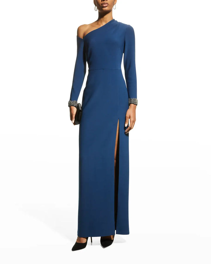 Aidan Mattox Beaded Asymmetric Gown