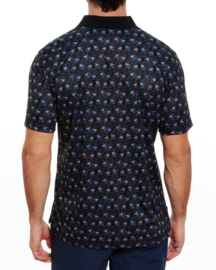 Robert Graham MEN Cheers Drink Glasses Print Classic Fit Polo Shirt