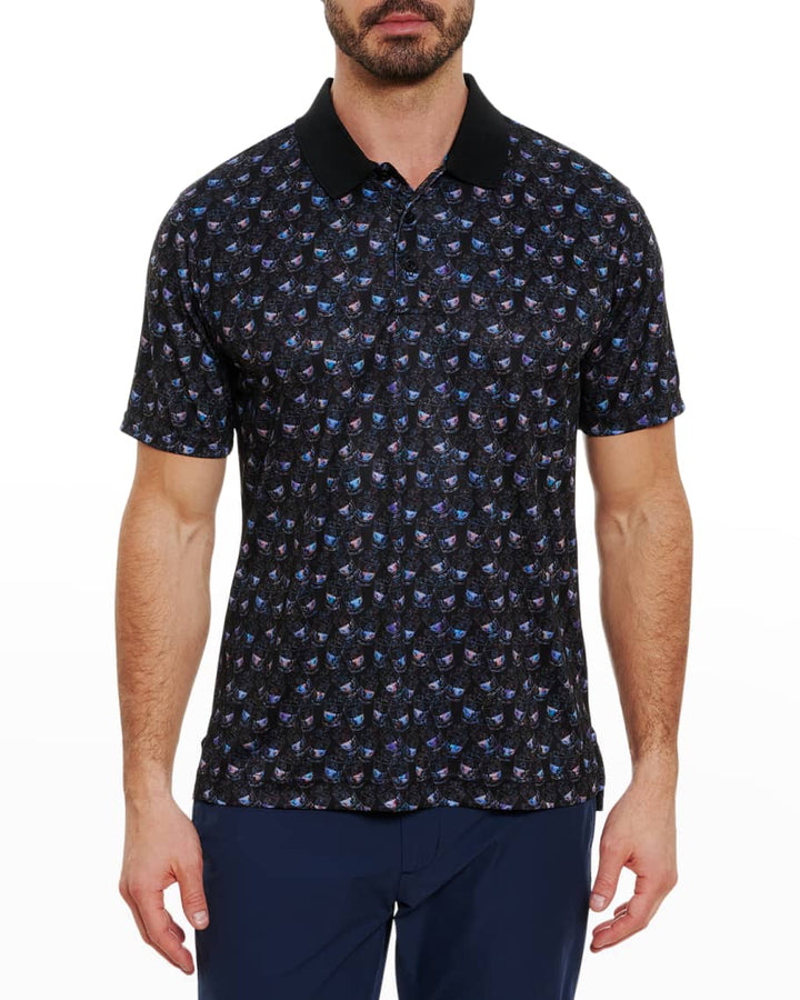 Robert Graham MEN Cheers Drink Glasses Print Classic Fit Polo Shirt