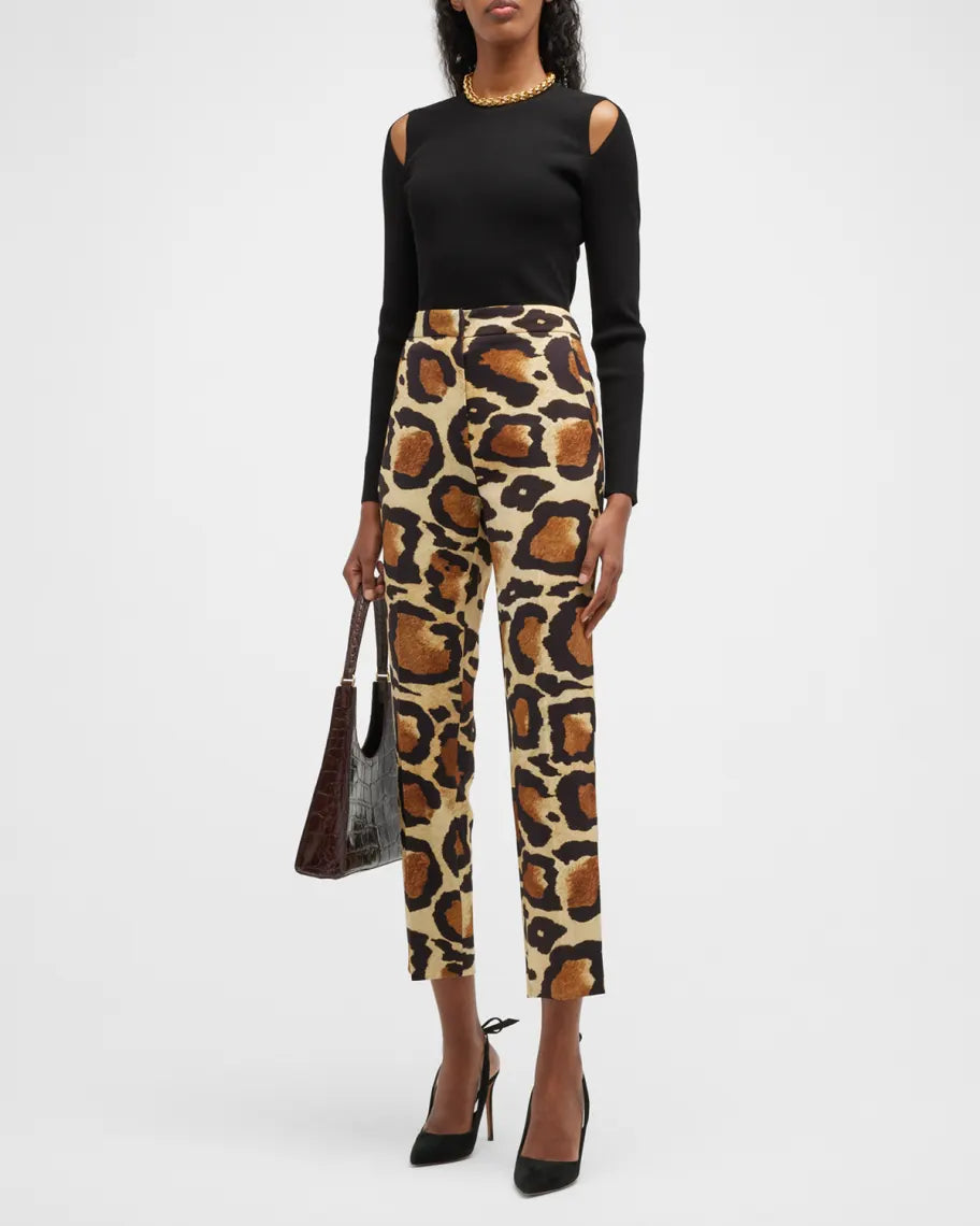 Sergio Hudson Animal Print Cigarette Pants