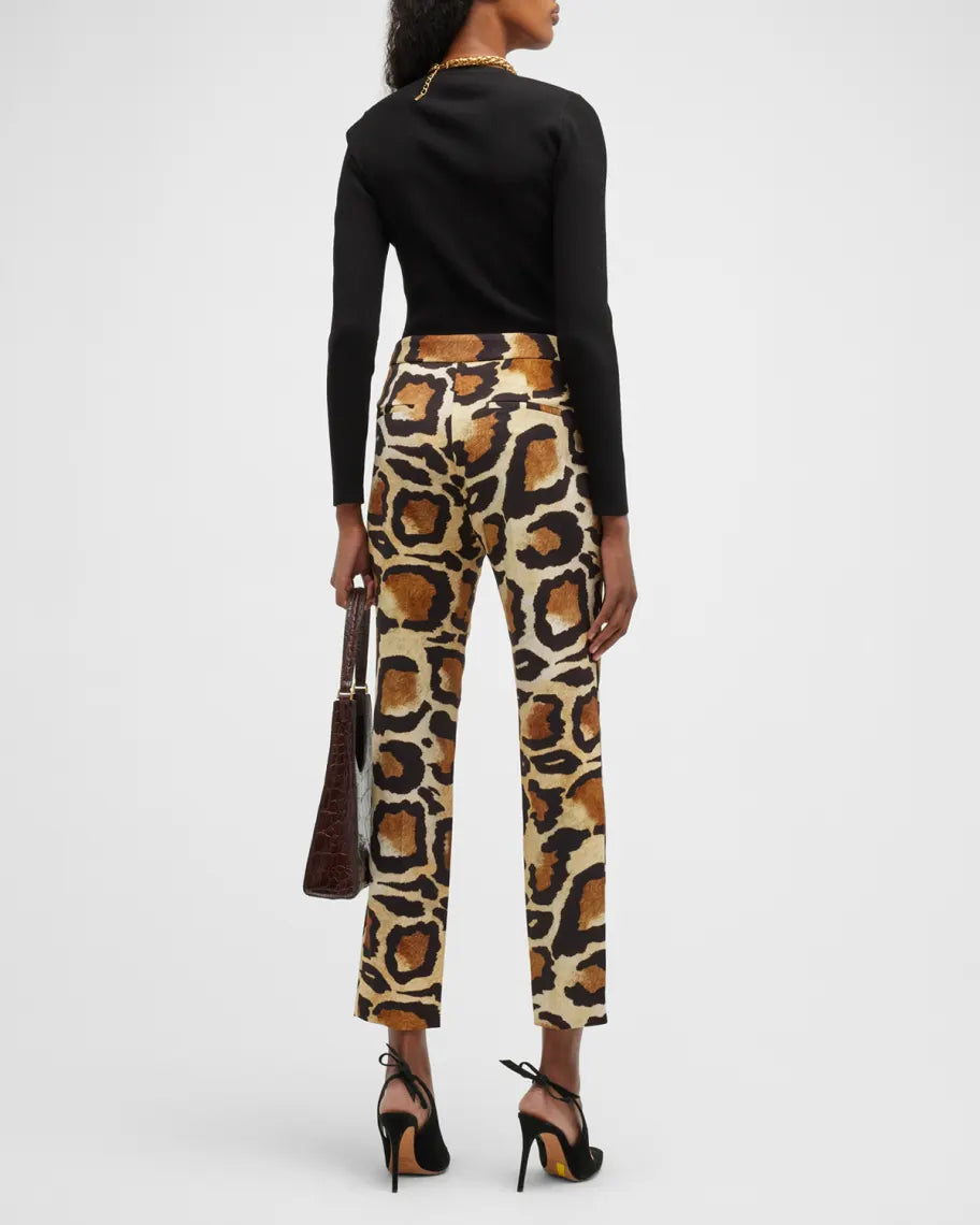 Sergio Hudson Animal Print Cigarette Pants