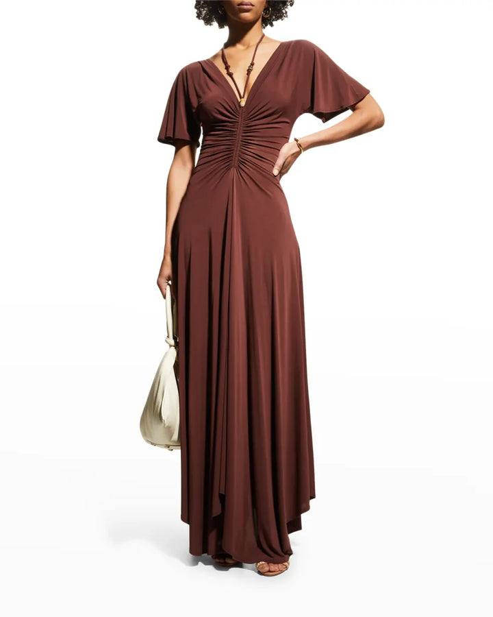 A.L.C. Nina Beaded Tie Neck Maxi Dress