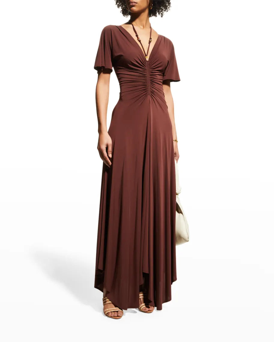 A.L.C. Nina Beaded Tie Neck Maxi Dress