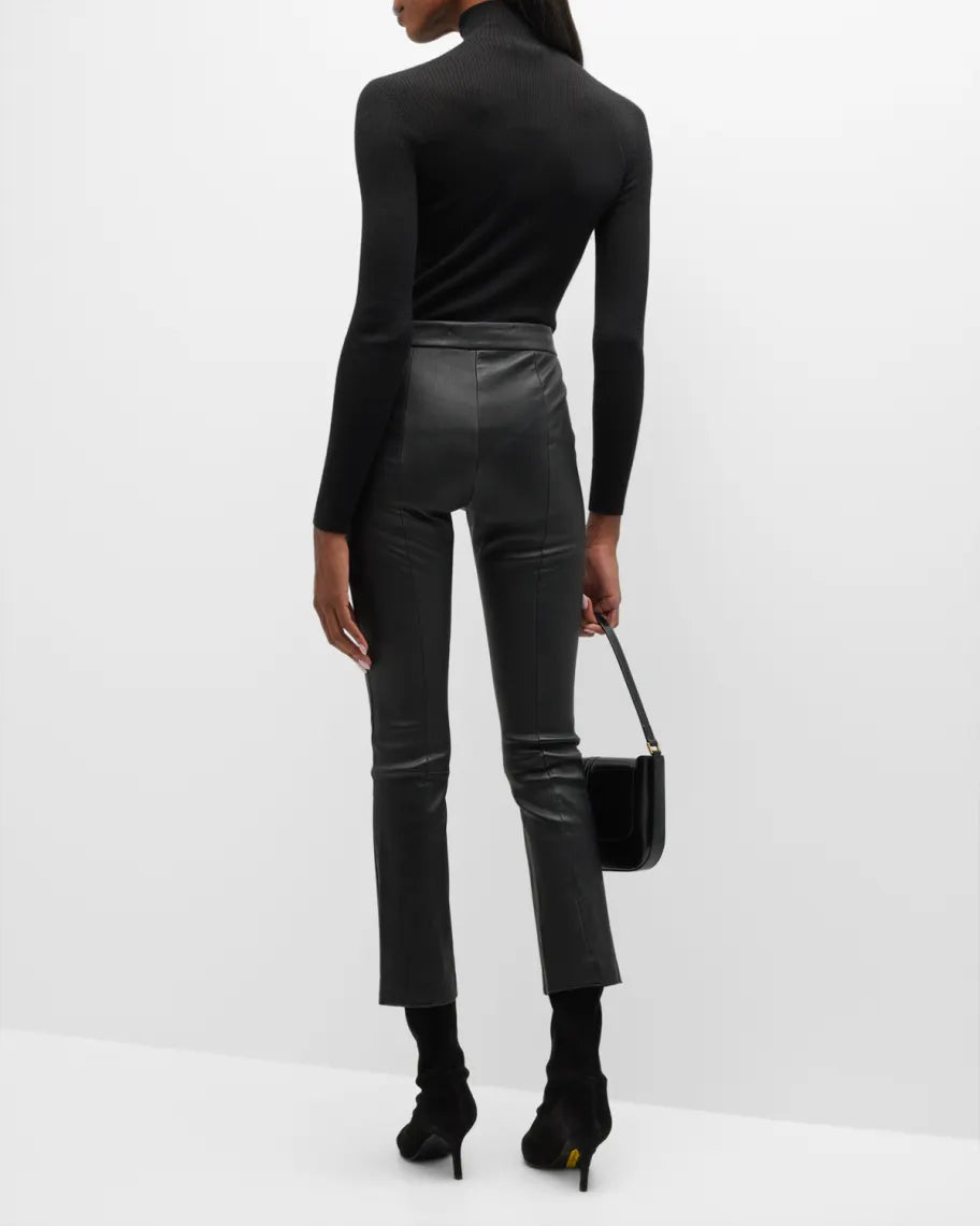 Theory Urban Slim Leather Flare Pants