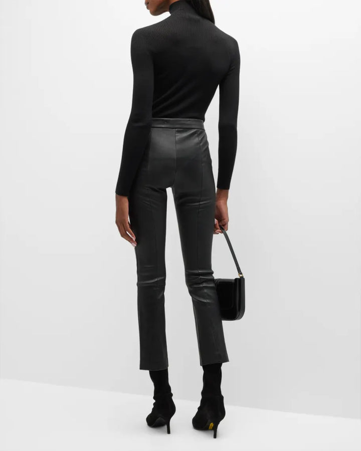 Theory Urban Slim Leather Flare Pants