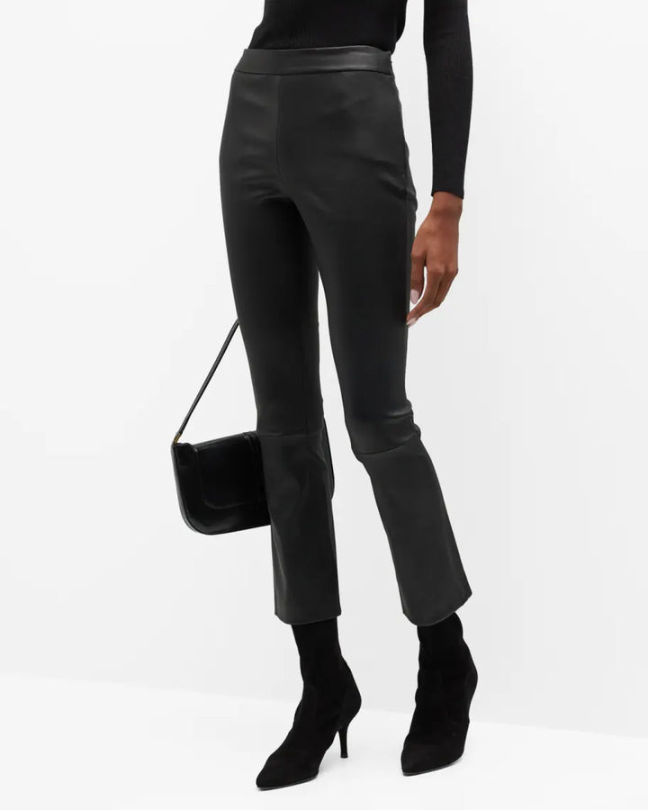 Theory Urban Slim Leather Flare Pants
