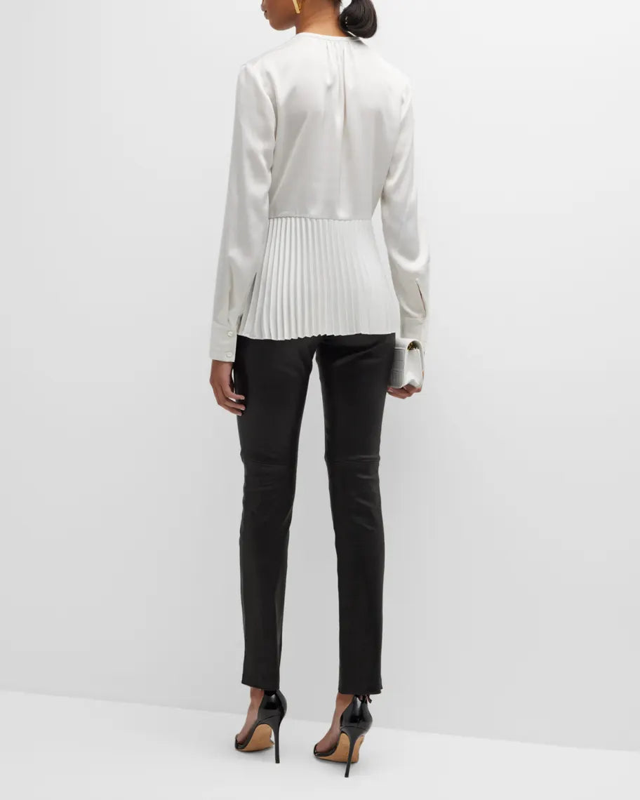 Theory Pleated Peplum Hem Top