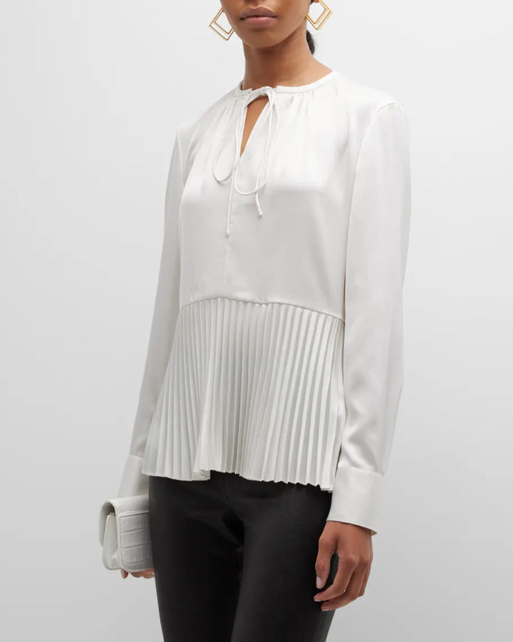 Theory Pleated Peplum Hem Top