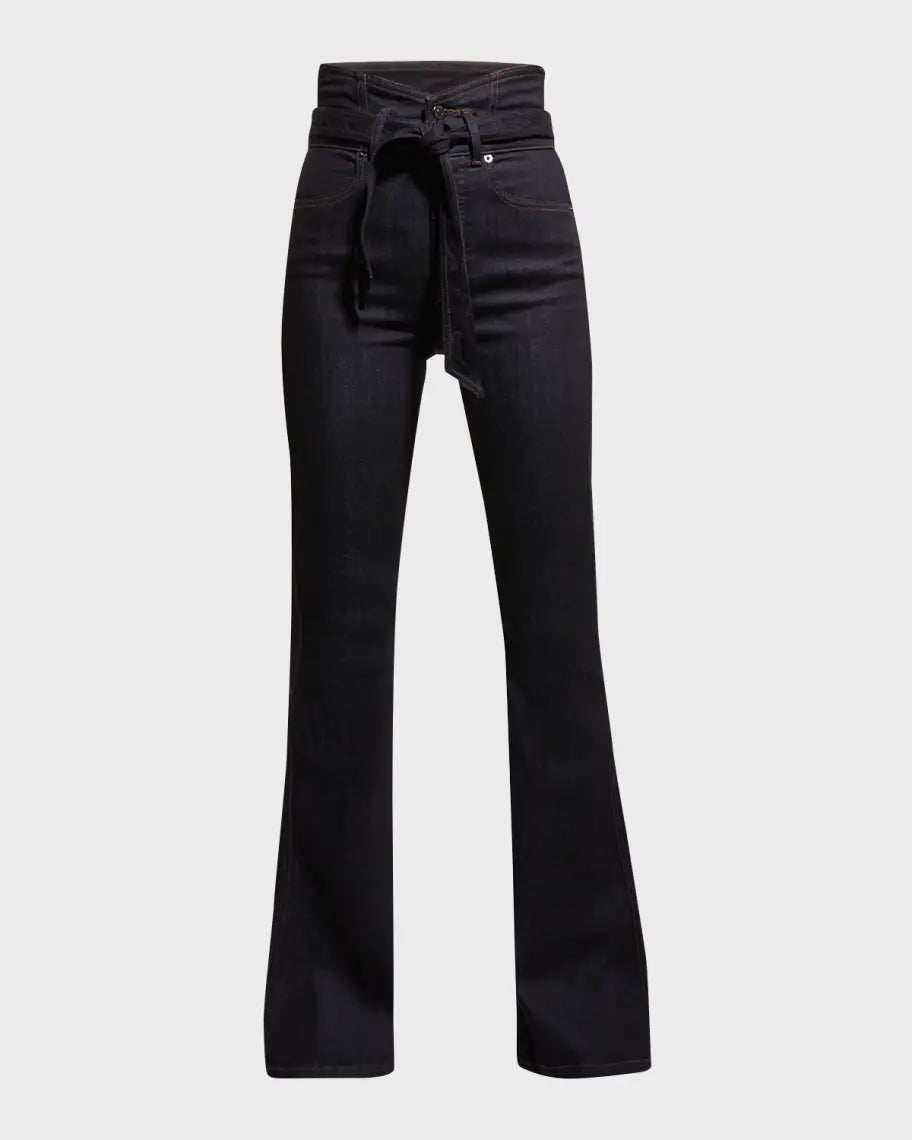 Veronica Beard Sheridan Belted High Rise Bell Bottom Jeans