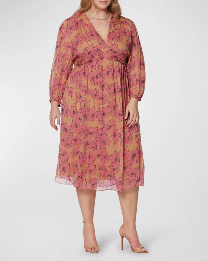 Joie Plus Size Floral Print Silk Tie Back Dress