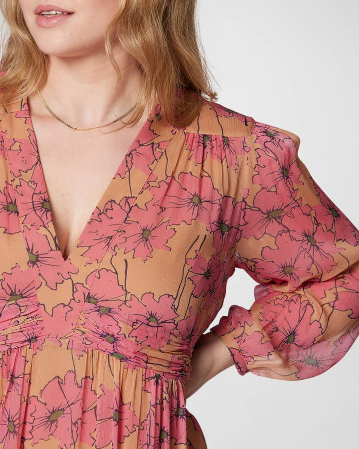 Joie Plus Size Floral Print Silk Tie Back Dress