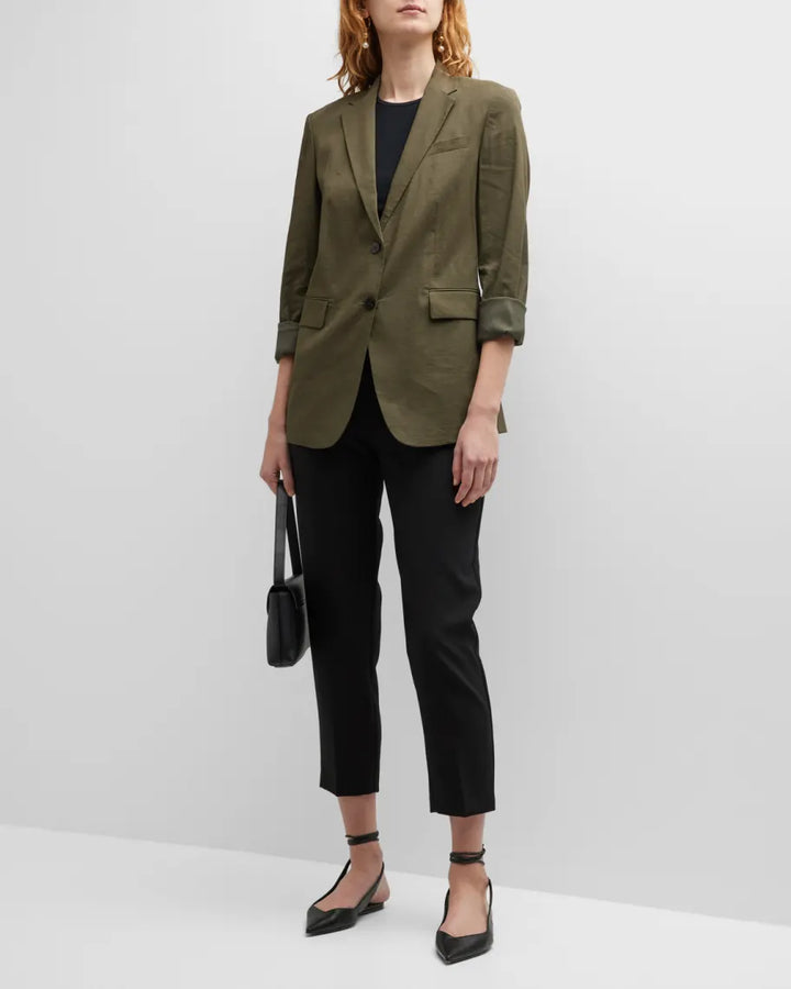 Theory Rolled-Sleeve Linen Blend Blazer