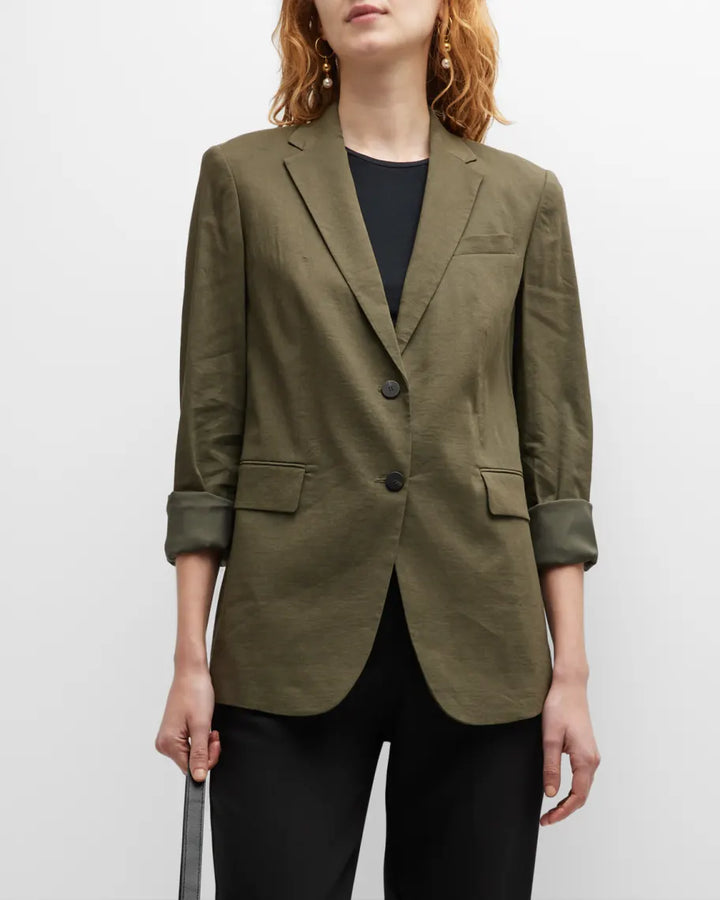 Theory Rolled-Sleeve Linen Blend Blazer