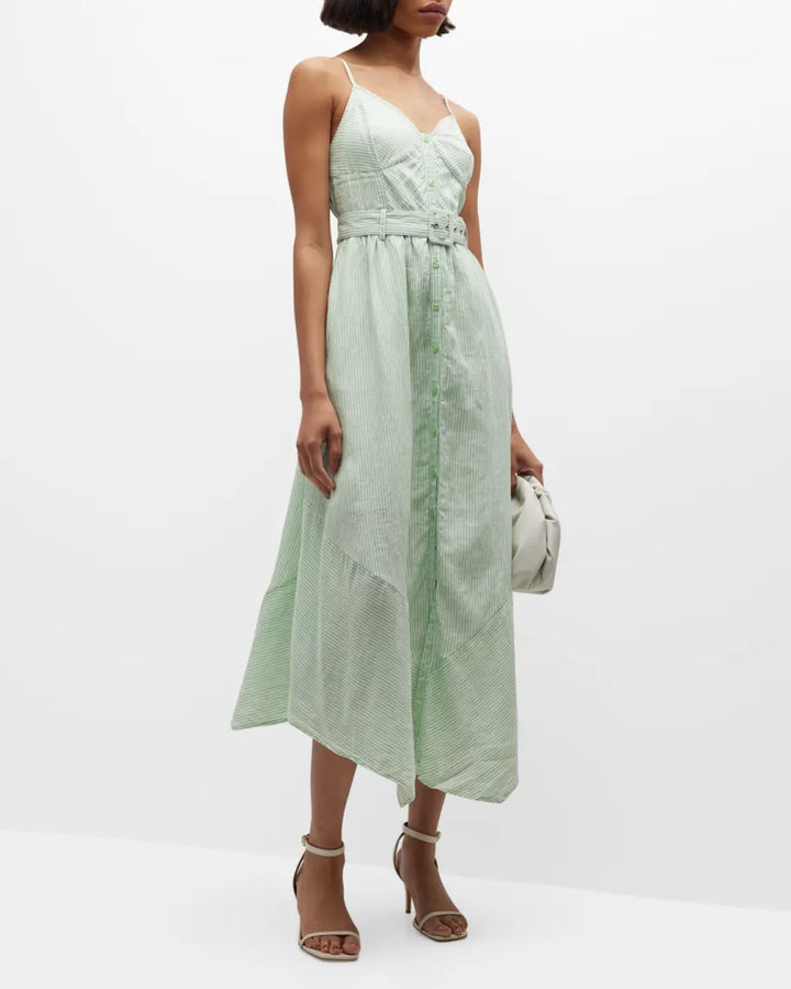 JONATHAN SIMKHAI Leighton Belted Handkerchief Hem Dress