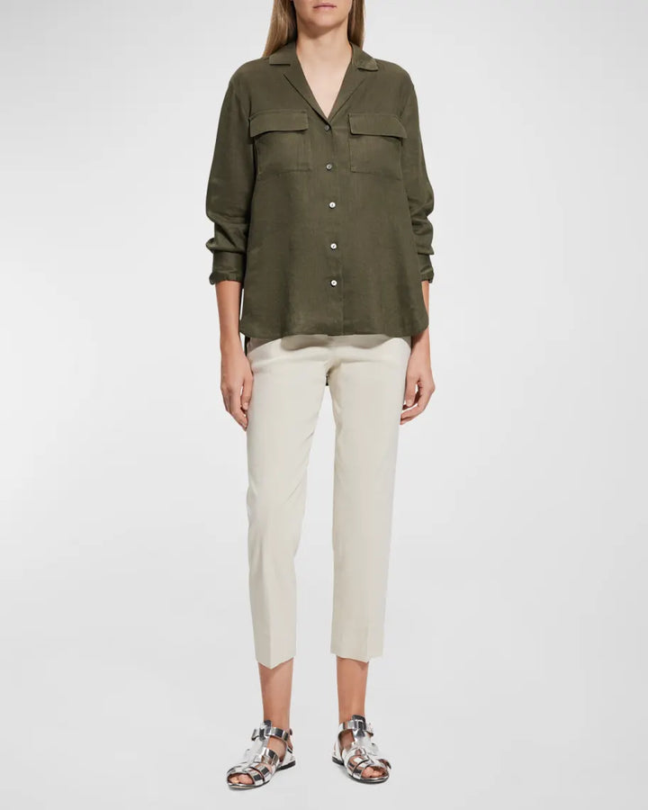 Theory Notched Collar Button Front Shirt