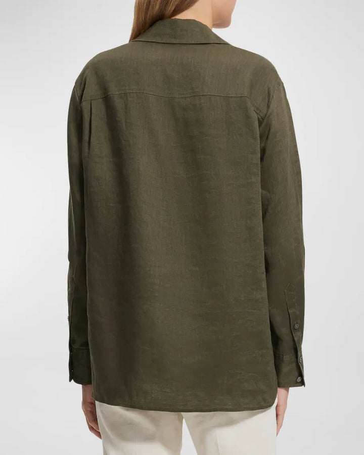 Theory Notched Collar Button Front Shirt