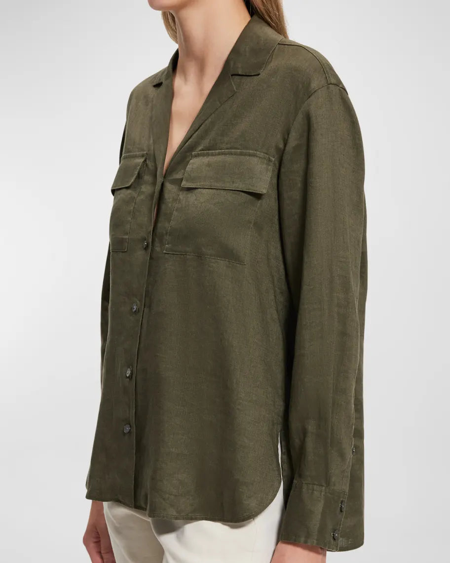Theory Notched Collar Button Front Shirt