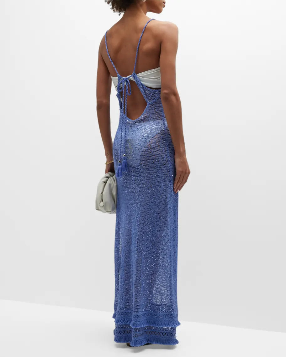 Ramy Brook Jayme Sequin Mesh Maxi Dress Swim Cover-Up