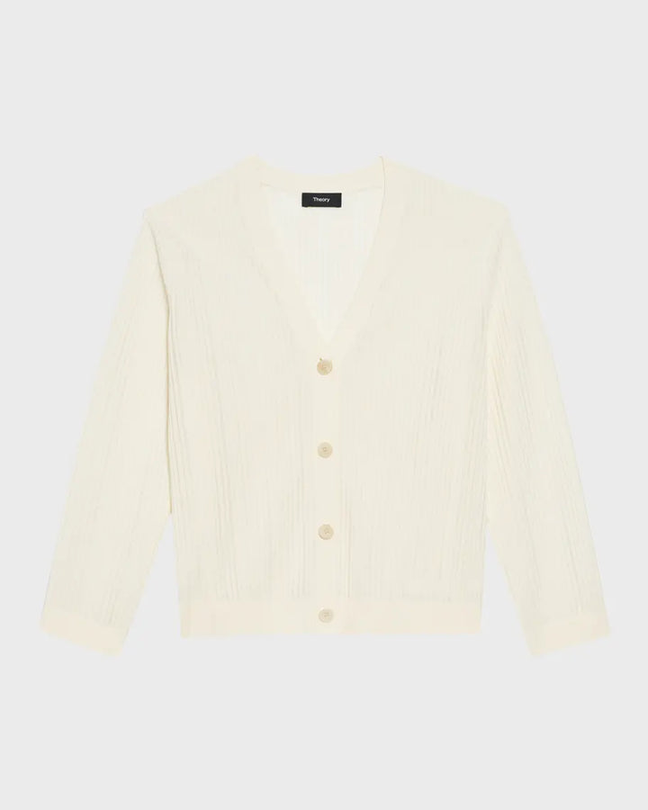 Theory Cotton Rib Knit Shrunken Cardigan