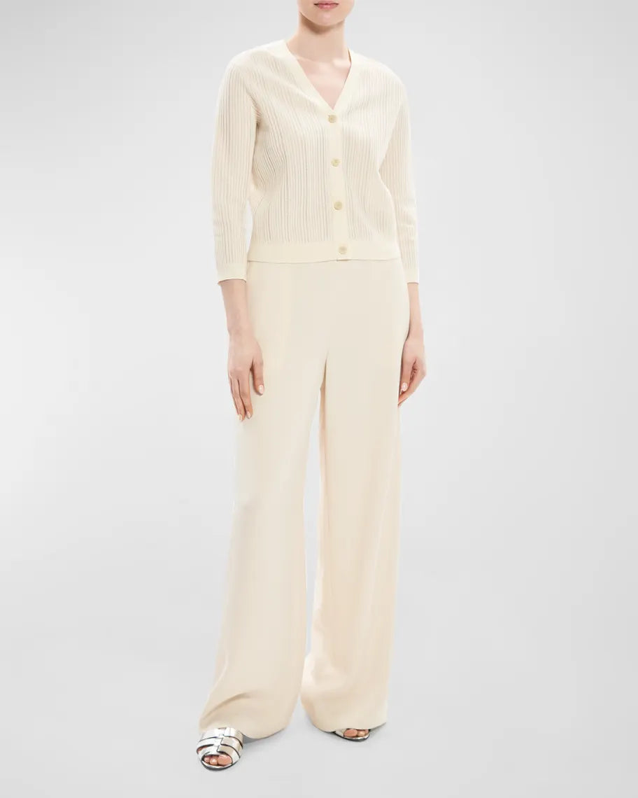 Theory Cotton Rib Knit Shrunken Cardigan