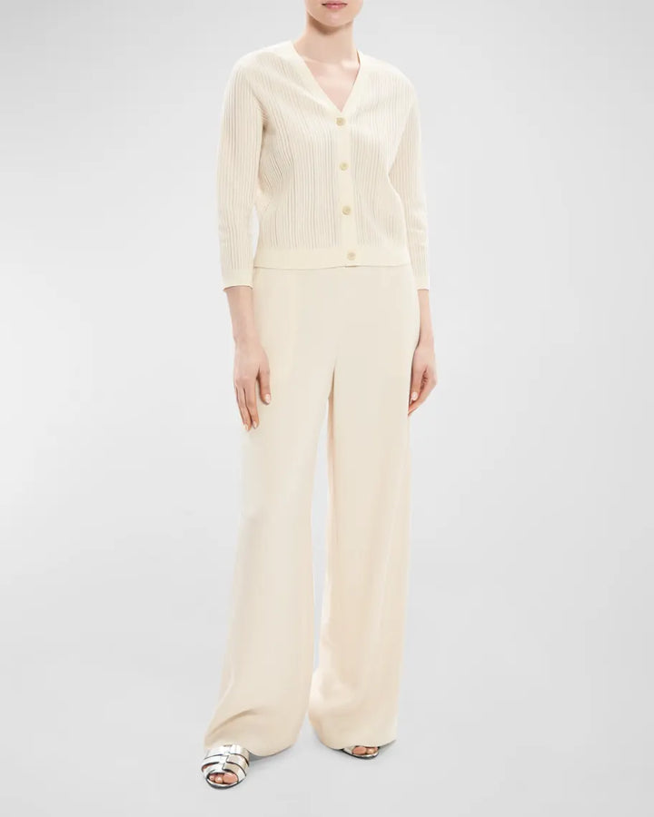 Theory Cotton Rib Knit Shrunken Cardigan