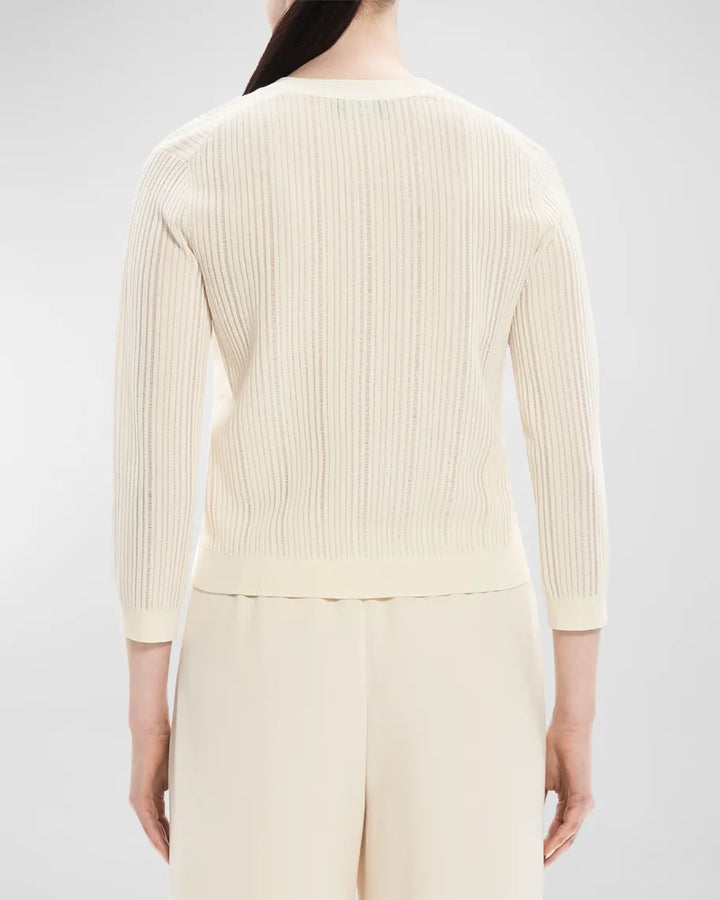 Theory Cotton Rib Knit Shrunken Cardigan