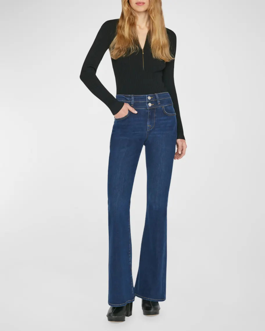 FRAME Double Waistband High Rise Flare Jeans