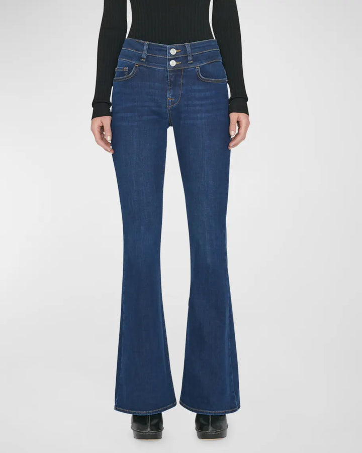 FRAME Double Waistband High Rise Flare Jeans