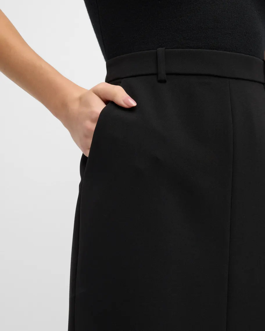 Theory Funnel Neck Mixed Media Midi Dress