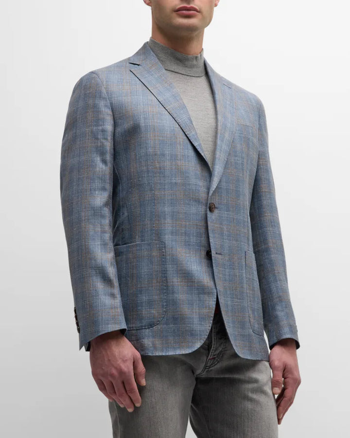 Peter Millar Crown Crafted Andover Plaid Tailored Fit Soft Jacket