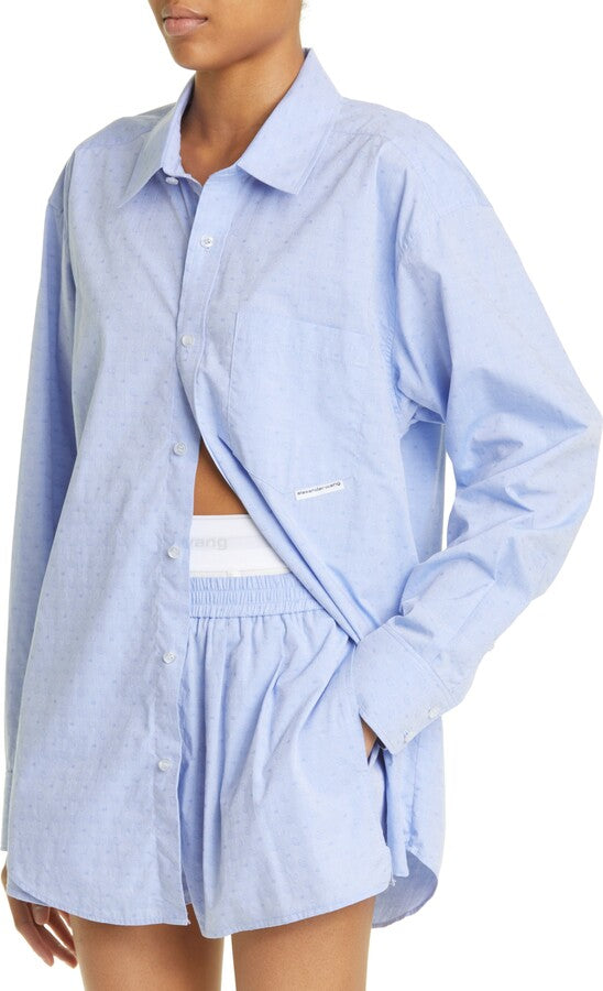 Alexander Wang Paisley Jacquard Button-Up Boyfriend Shirt