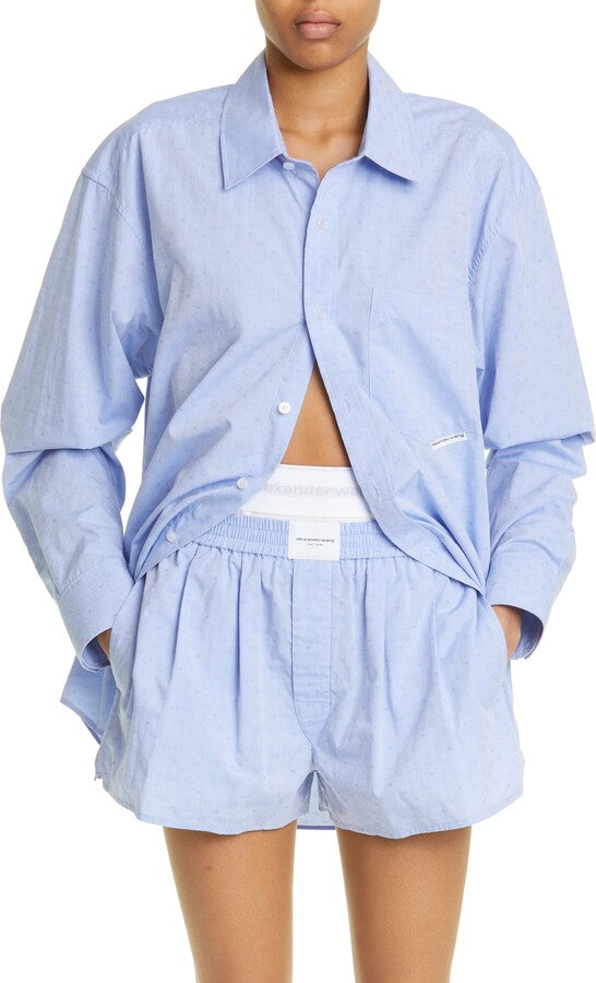 Alexander Wang Paisley Jacquard Button-Up Boyfriend Shirt