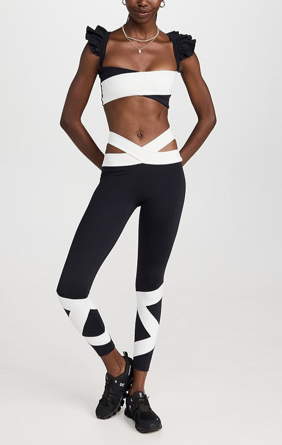 Port De Bras Cross Ruffle Crop Top