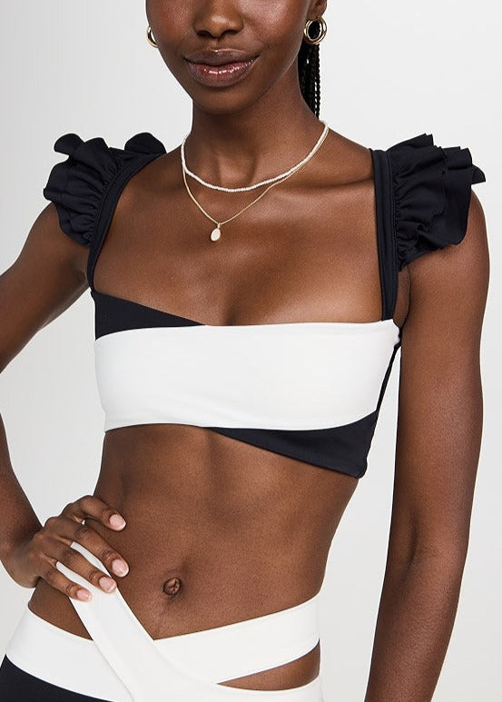 Port De Bras Cross Ruffle Crop Top