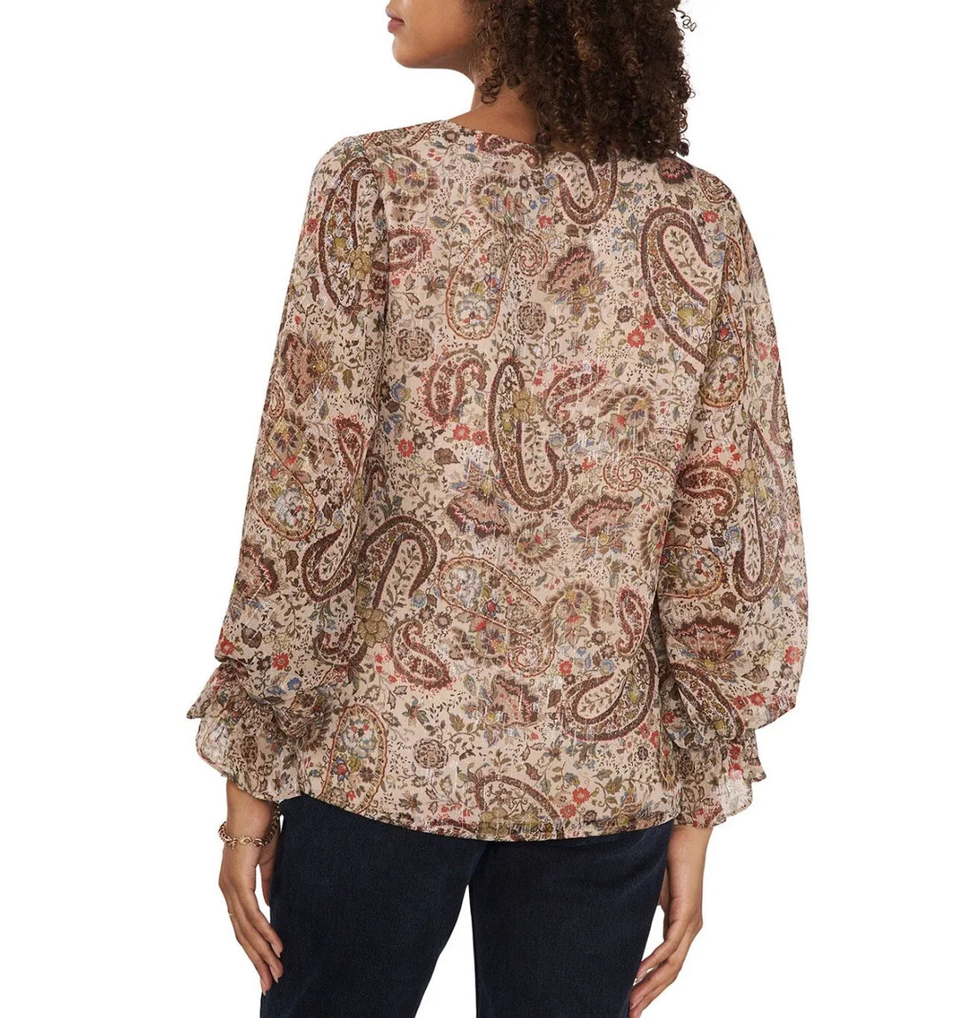 Vince Camuto Women's V-Neck Blouson-Sleeve Blouse