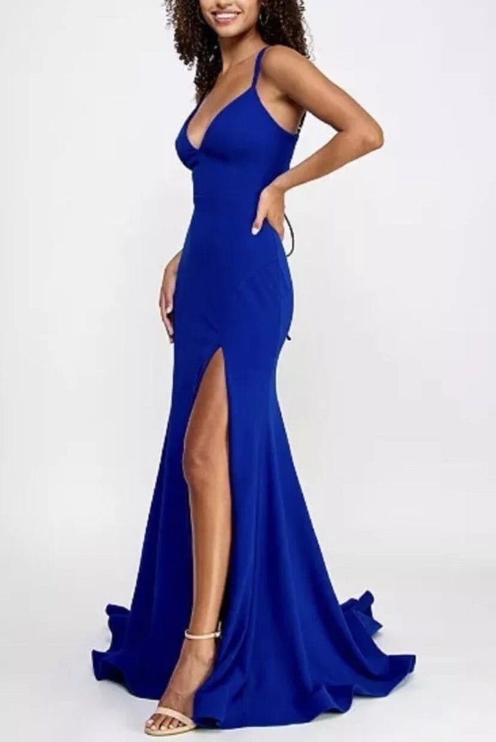 Emerald Sundae Juniors' Criss-Cross Mermaid Gown