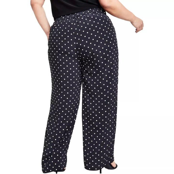 Anne Klein Plus Size Polka-Dot Tie-Front Wide-Leg Pants