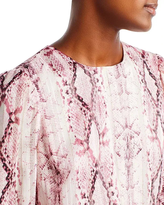 AQUA Metallic Stripe Snake Print Mini Dress