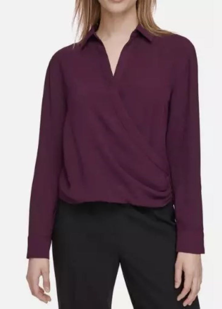 Calvin Klein Wrap-Style Long-Sleeve Top