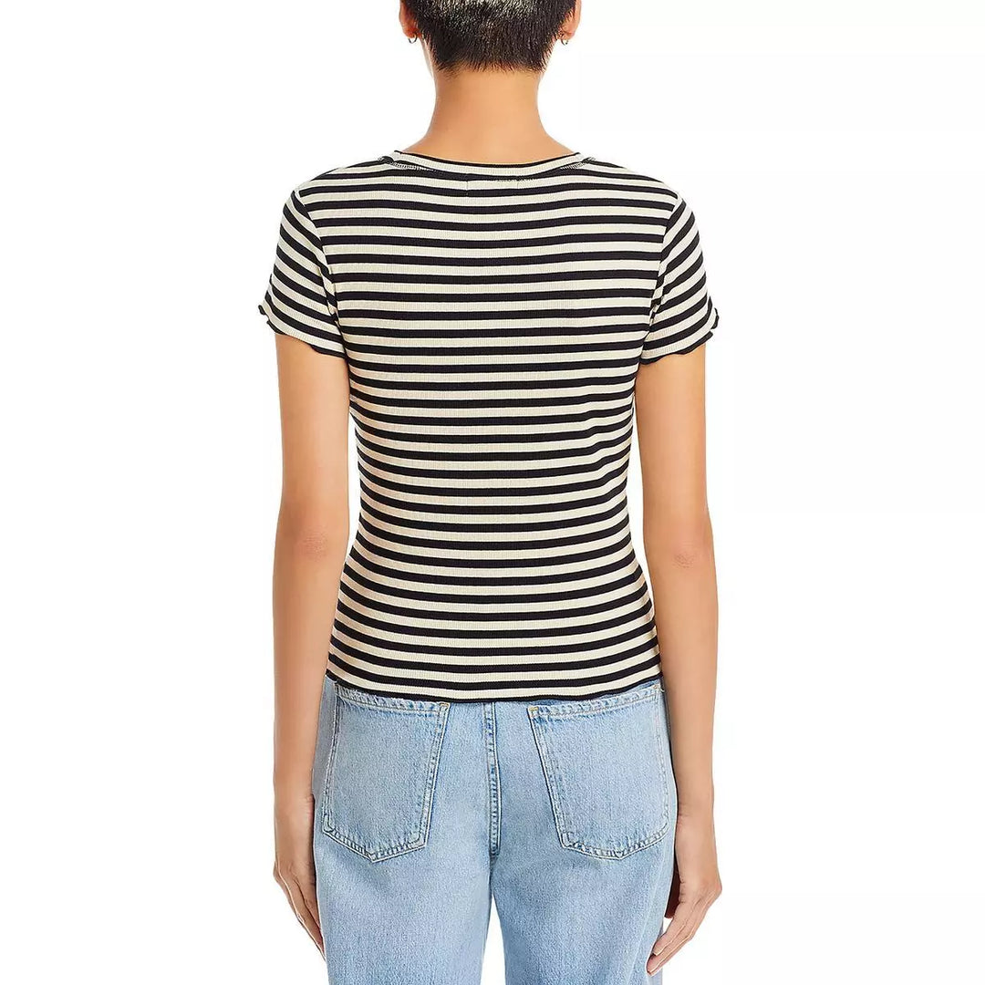 Maison Labiche Bonjour Embroidered Ribbed Tee