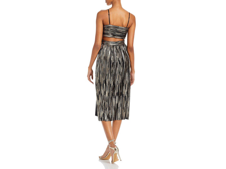 Aidan by Aidan Mattox Pleated Cutout Back Midi Dress