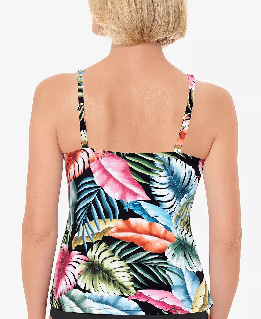 Swim Solutions V-Neck Pleated Tummy-Control Tankini Top
