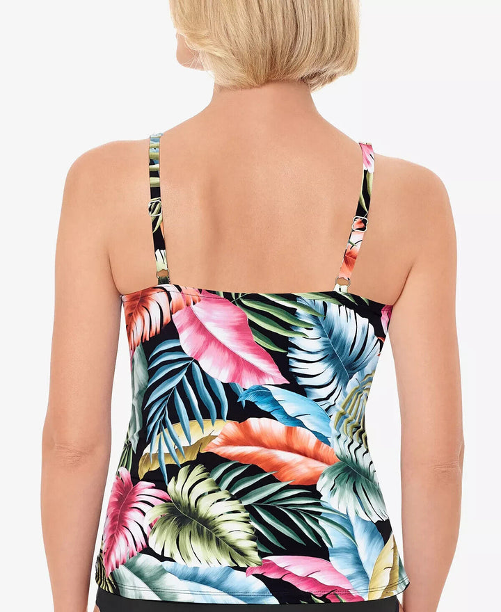Swim Solutions V-Neck Pleated Tummy-Control Tankini Top