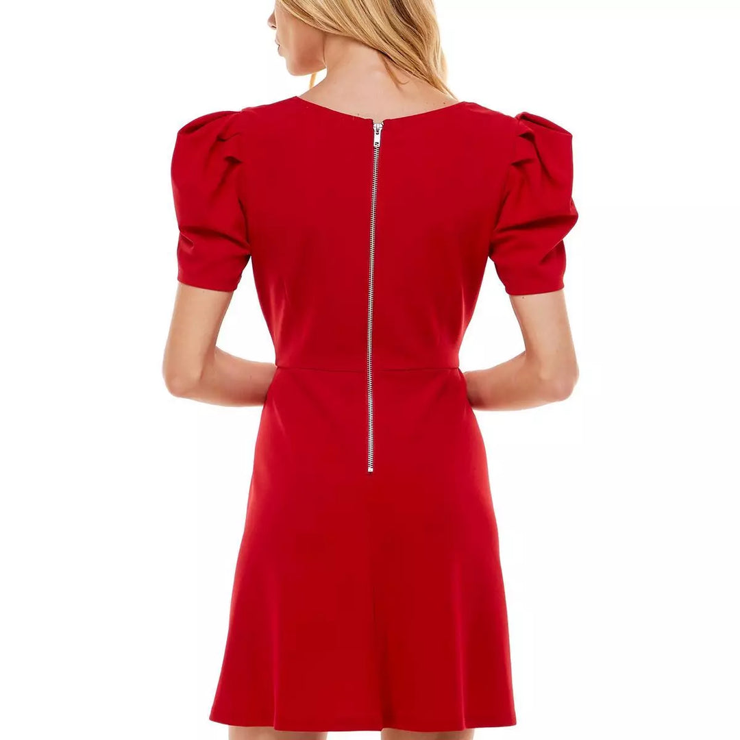 Speechless Square Neck Puff Sleeve Fit & Flare Dress