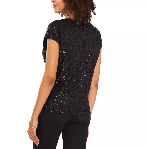 Vince Camuto Sequined Dolman Sleeve V-Neck Blouse