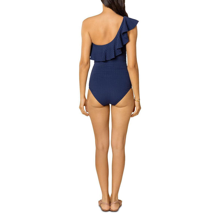 Shoshanna Ruffle One Shoulder One Piece Swimsuit